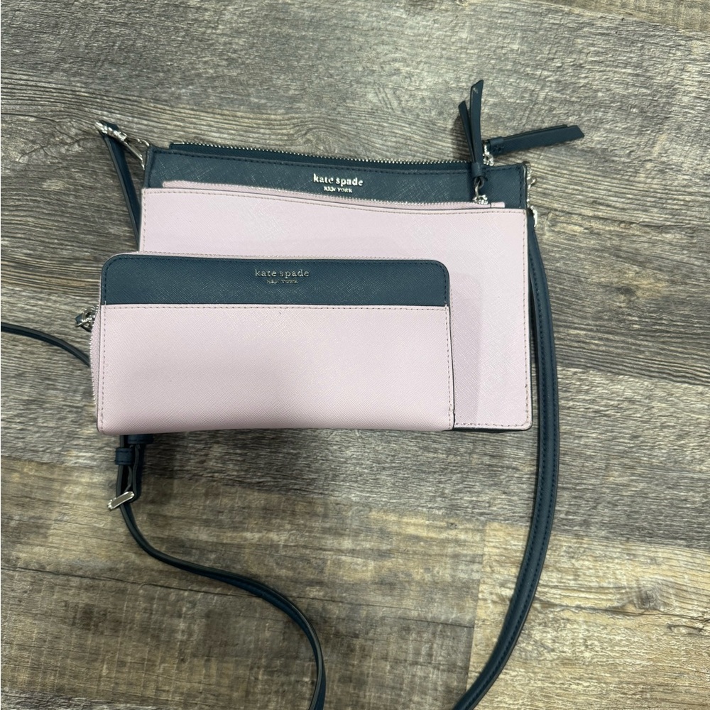 Kate Spade Lilac and Navy Crossbody Bag Set